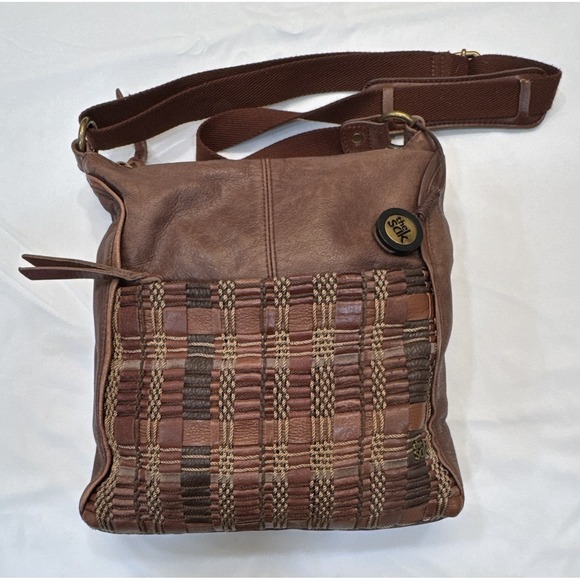 The Sak Handbags - The Sak Brown Woven Crossbody Bag Zip Closure, Adjustable Strap, Pockets